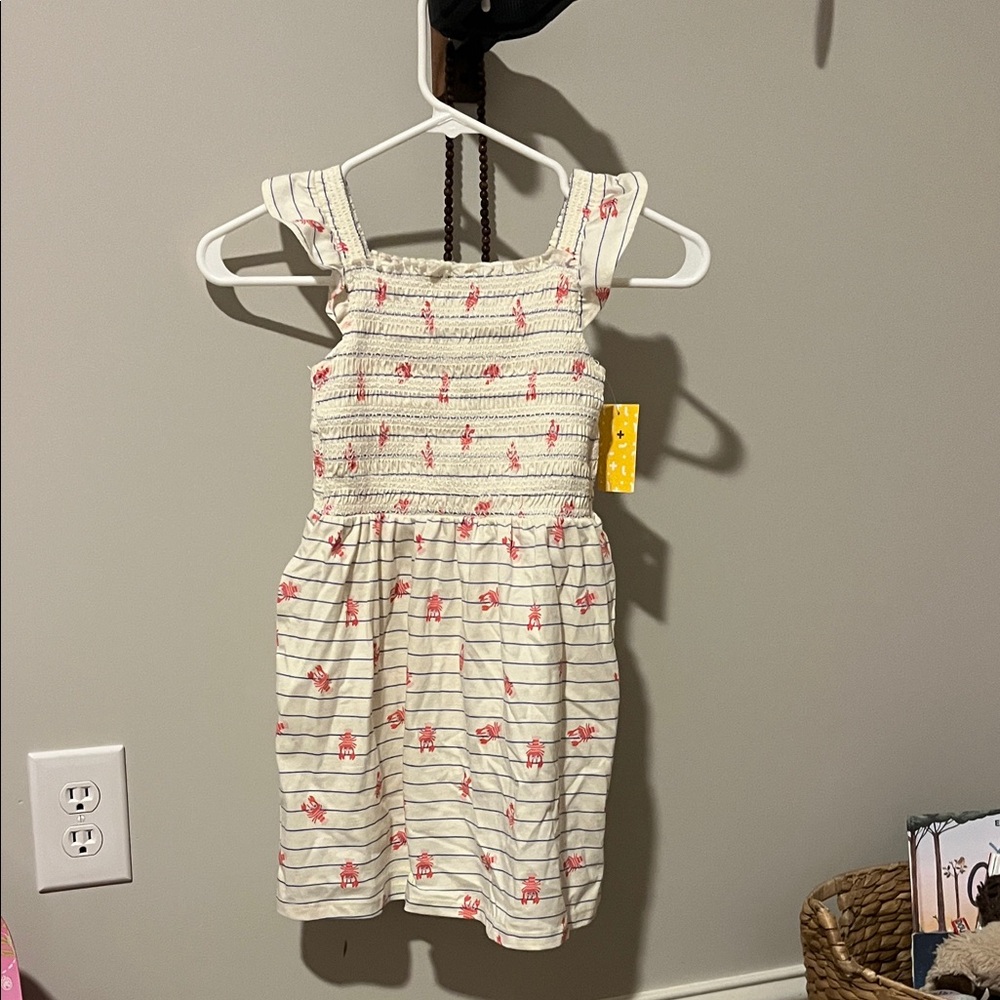Charming Kids Dress with Cream and Pink Stripes